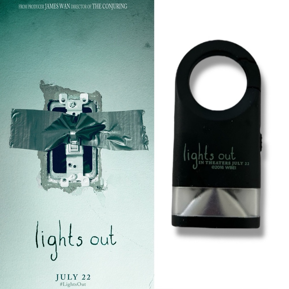 🦋 5/$25 - Lights Out (2016) Dual Shine LED Carabiner Flashlight Movie Merch